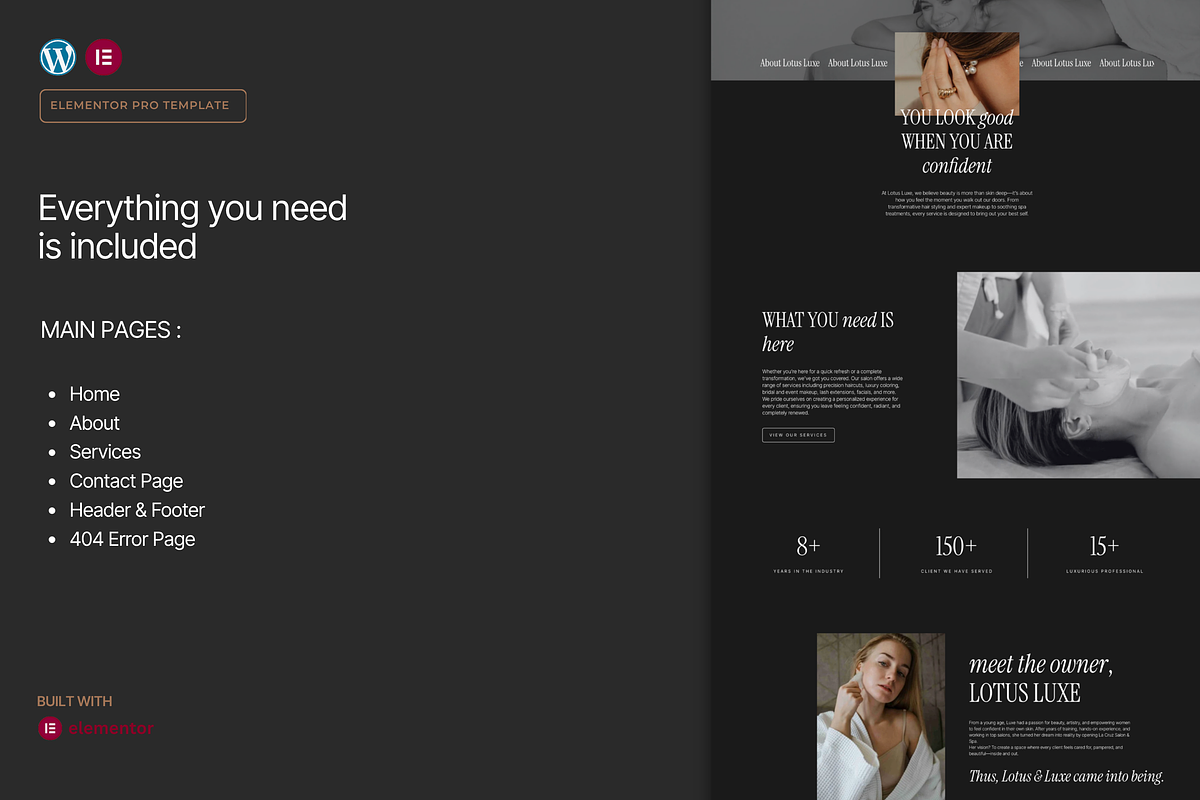 Dark Luxury Salon & Spa Template, a WordPress Template by Web Template Market (Photo 2 of 9)