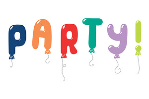 Party text, letter shaped balloons, an Object Illustration by sceptical cactus