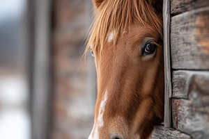 Curious brown horse peeking out from, an Animal Photo by MistyDay