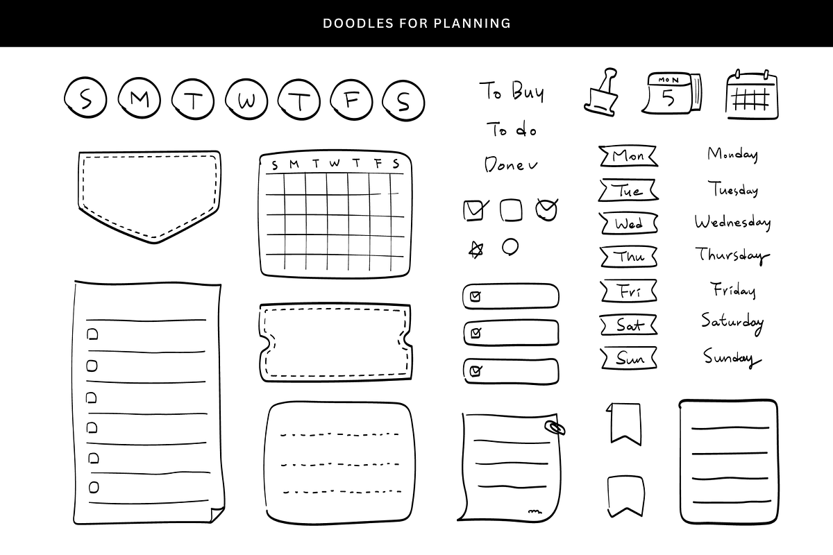 160 doodles for planner, an Object Graphic by Pinkbrush (Photo 2 of 7)