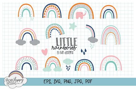 Happy Rainbows - 15 Rainbow SVGs