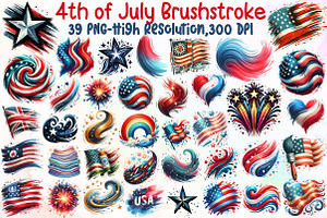 4th of July Brushstroke Sublimation, an Illustration by Sublimation Artist