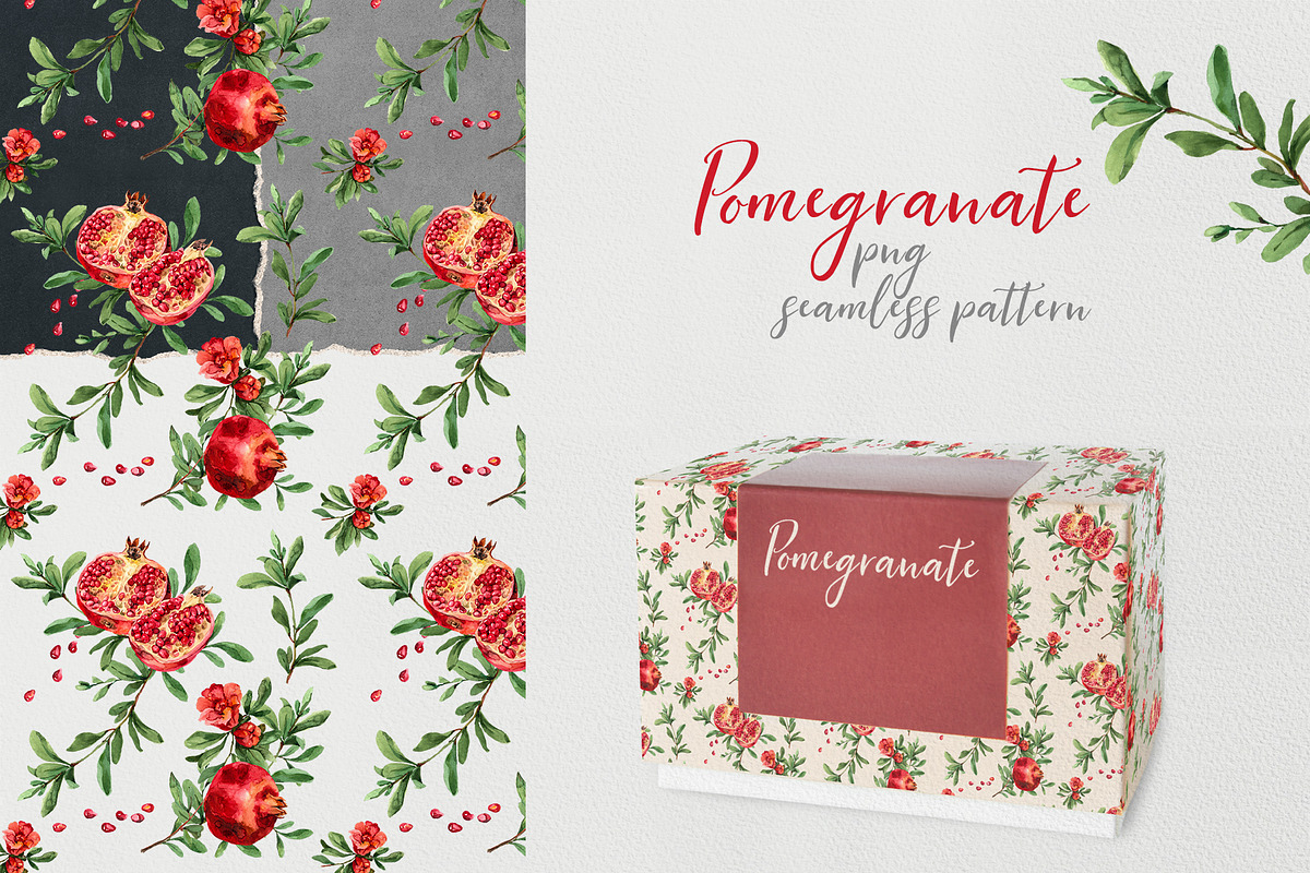 Pomegranate, ceramic tile watercolor, an Illustration by Alamella (Photo 4 of 7)