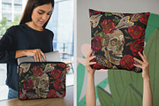 Human skull, fish bone and red roses, a Pattern Graphic by Matrioshka (Thumbnail 6 of 9)