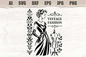 Stencil Vintage Fashion Woman Dress