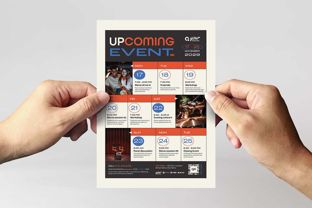 Event Calendar Flyer Template, a Flyer Template by BrandPacks