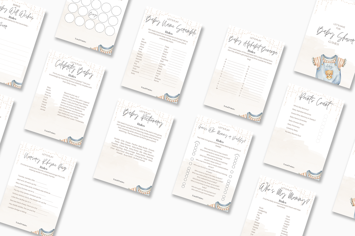 Baby Shower Games Printable Template, a Print Template by Kaleidokika (Photo 3 of 5)
