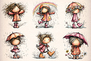 Whimsical Rainy Day Kids Clipart, an Illustration by Digital Artistic99 (Thumbnail 3 of 11)