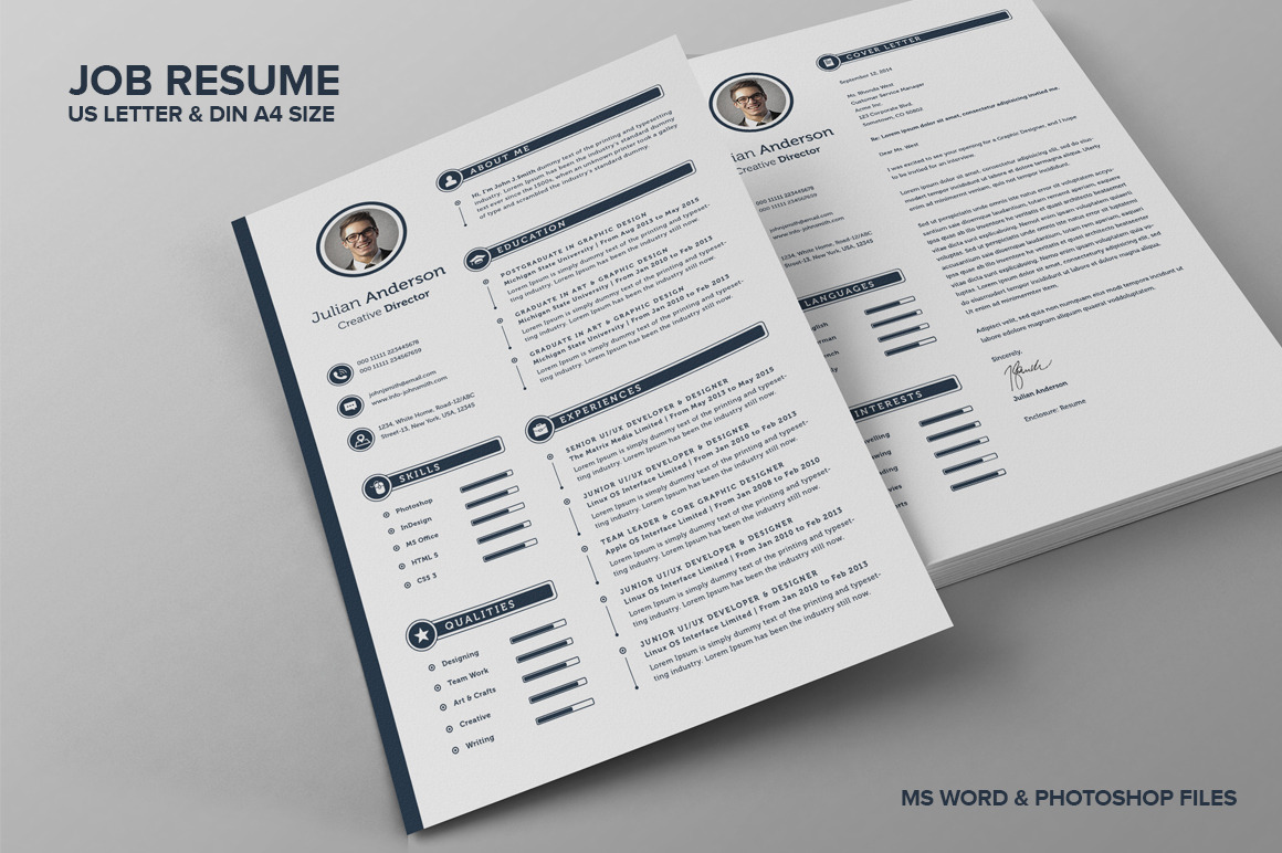 Job Resume CV - Anderson, a Resume Template by SNIPESCIENTIST