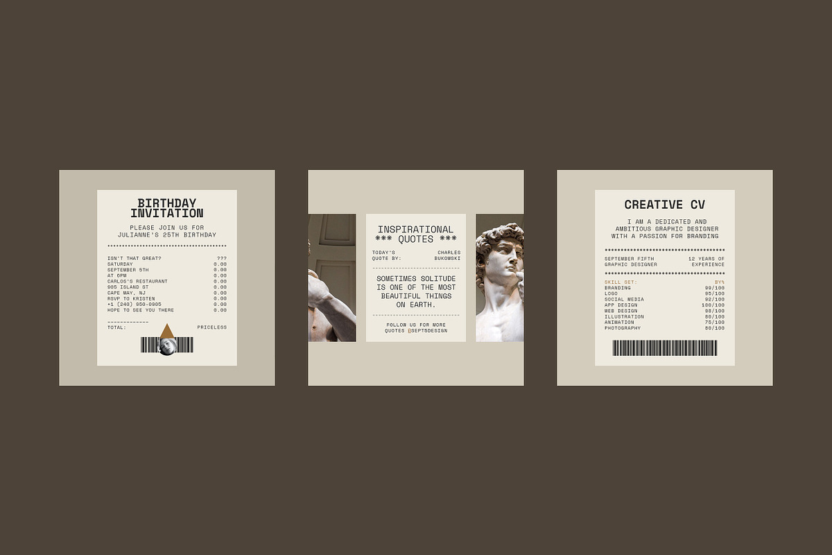 Creative Receipt Social Media Pack, a Social Media Template by September 5th (Photo 8 of 19)
