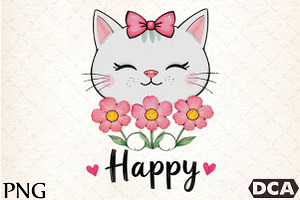 Cat Happy PNG Clipart, an Illustration by DreamCafeArt