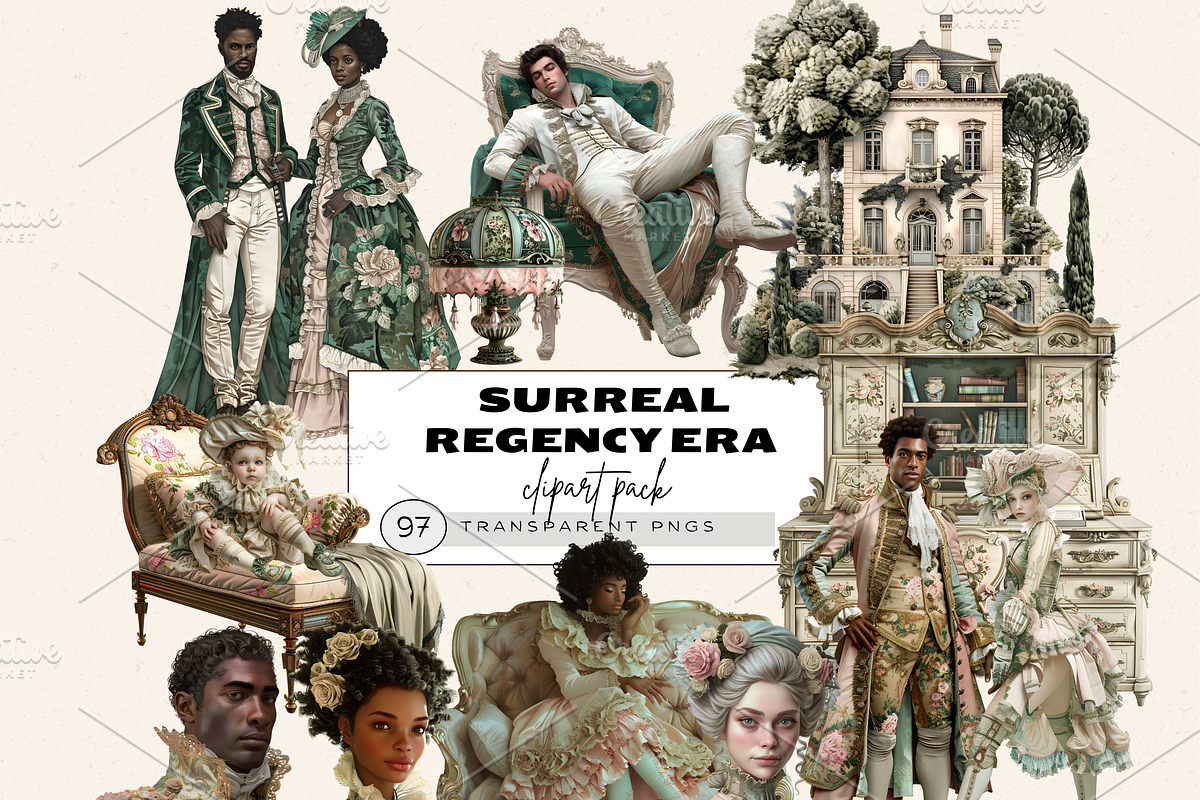 SURREAL REGENCY ERA CLIPART PACK, a Person Illustration by Daring Digies (Photo 1 of 10)
