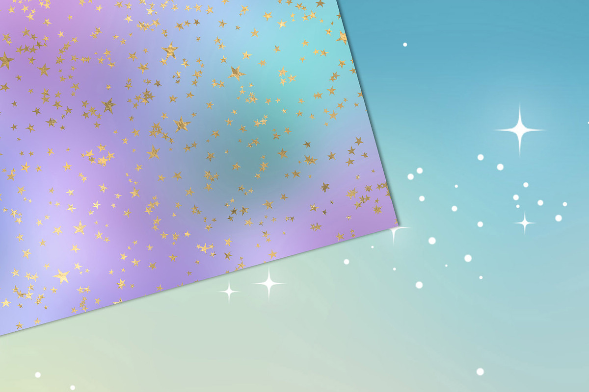 Rainbow Pastel Stars Digital Paper, a Texture Graphic by Digital Curio