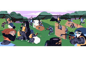 People teams play paintball game, a Sport Illustration by PaperTrident