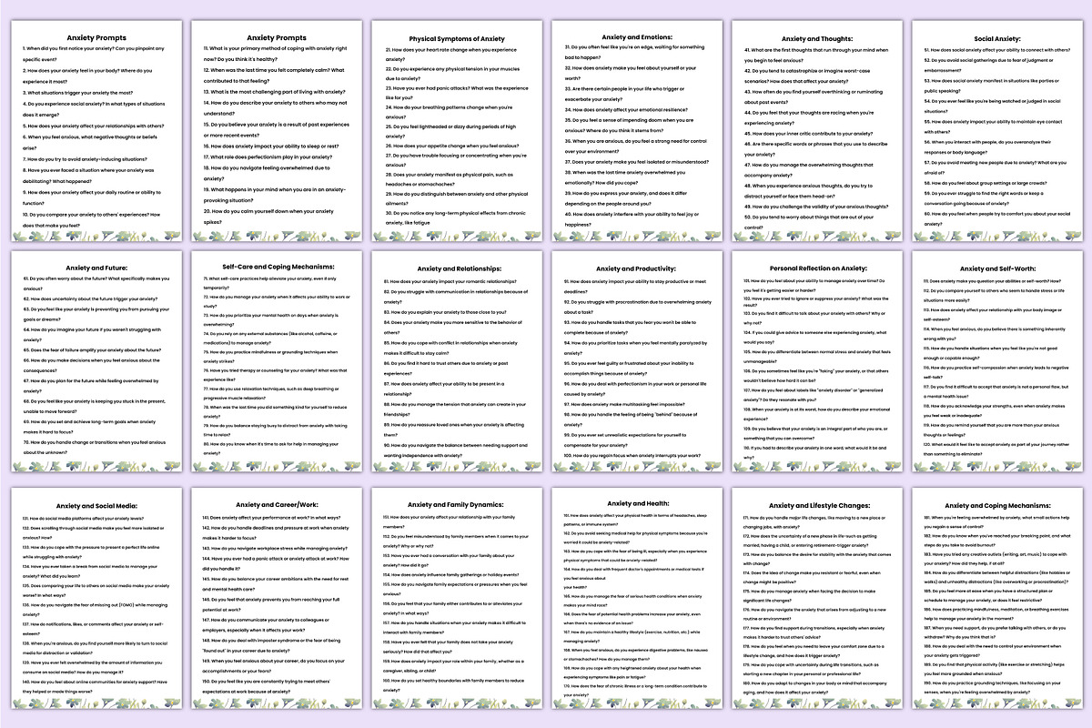 400+ Deep Anxiety Prompts For Canva, a Stationery Template by Shumaya (Photo 2 of 6)