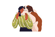 Happy people hugging cute dogs set, an Animal Illustration by PaperTrident (Thumbnail 11 of 11)
