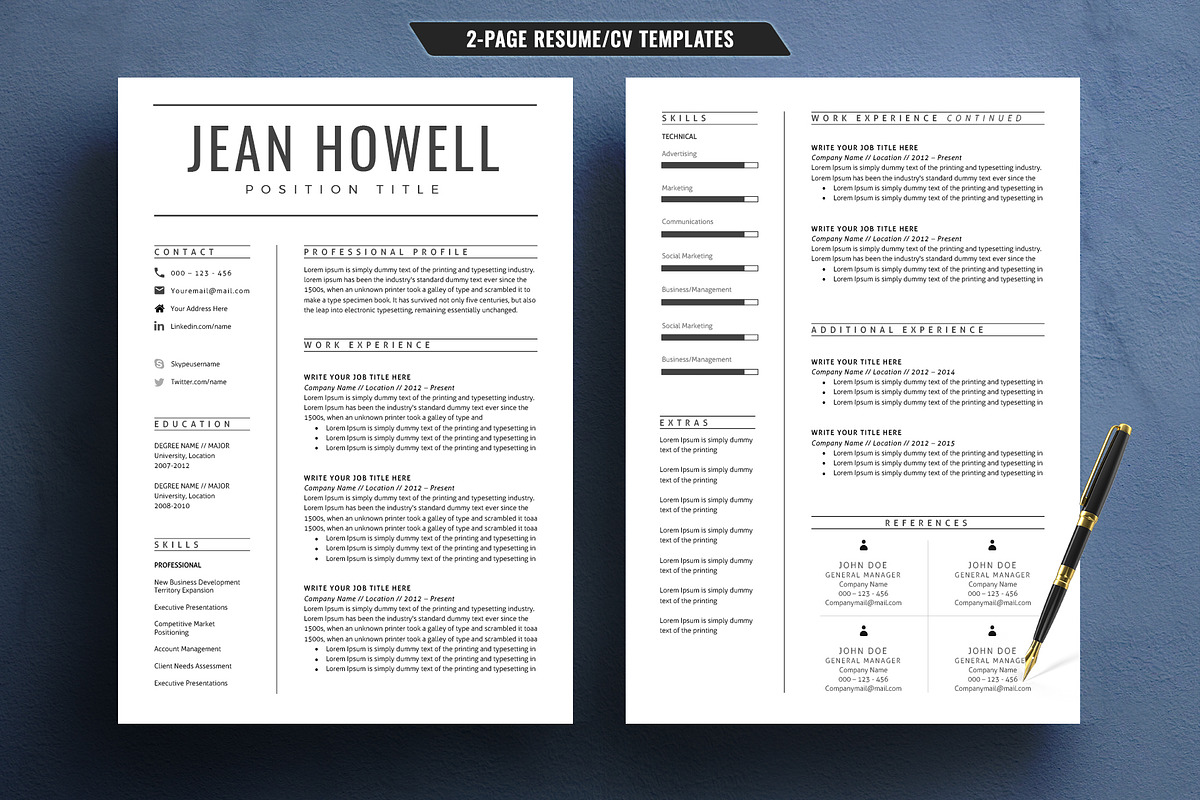 Modern Resume/CV Template, a Resume Template by TemplateCrafts (Photo 2 of 3)