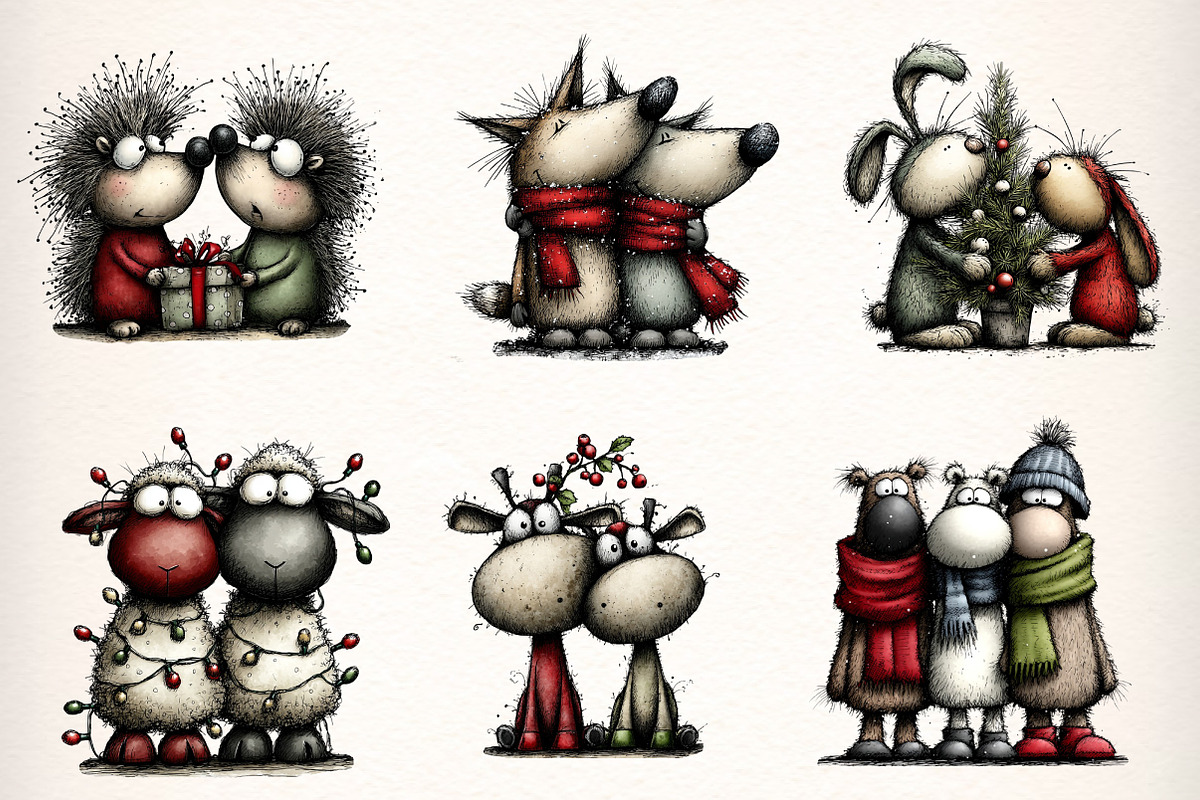Whimsical Christmas Animals Clipart, an Illustration by Dream Creation (Photo 4 of 8)