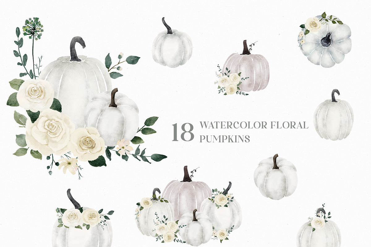White & Gold Watercolor Pumpkins, a Texture Illustration by Backyard Rose (Photo 10 of 11)