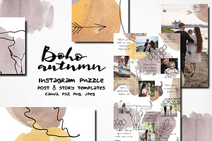 Boho instagram puzzle template, a Social Media Template by LyubovZaytseva