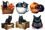 Autumn Black Cat Clipart, an Illustration by Pixels.Craft (Thumbnail 2 of 7)