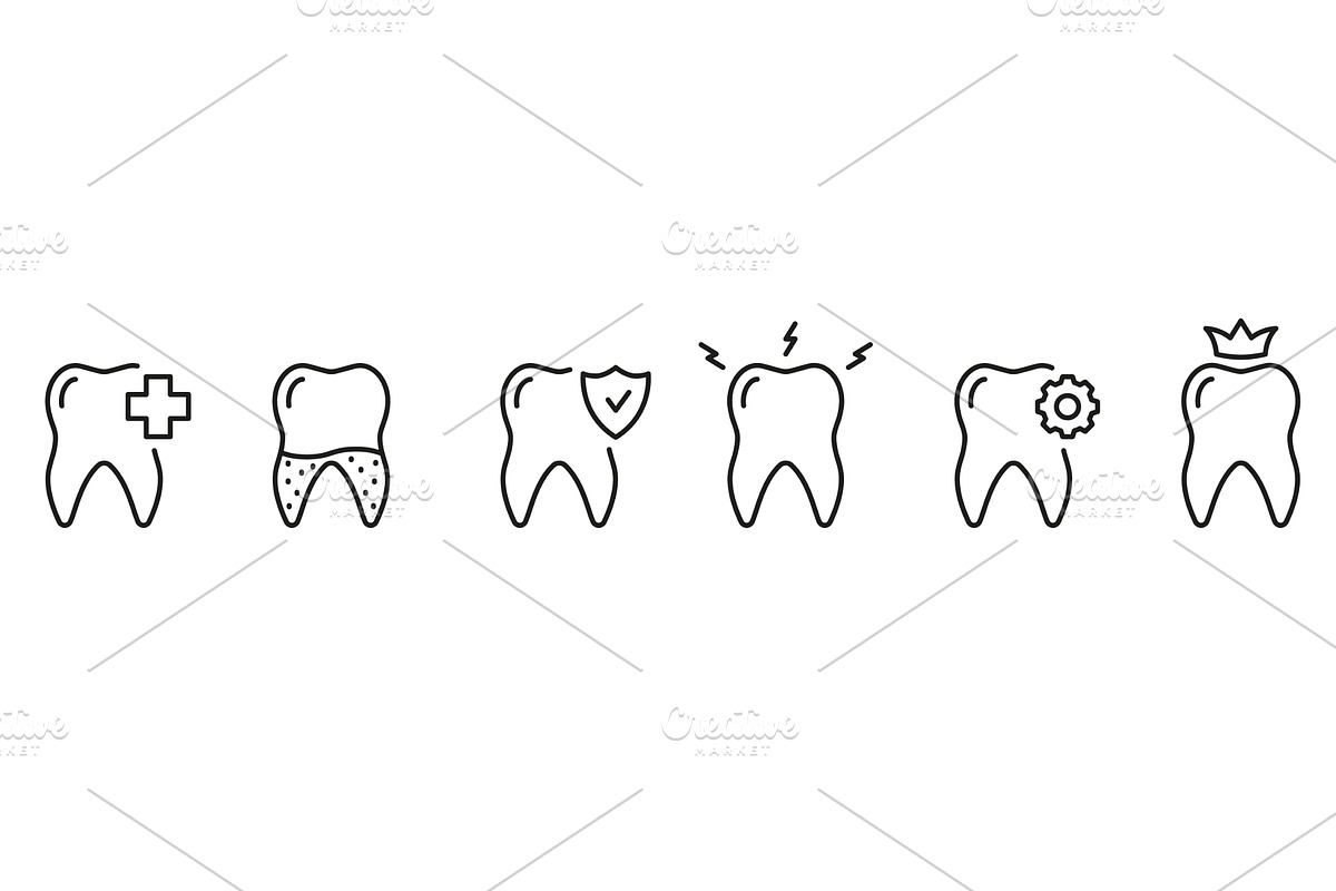 Dental Diagnostic Line Icon Set, an Object Illustration by Gentle Studio