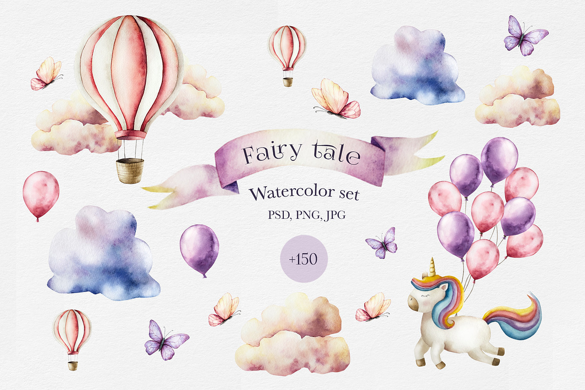 Fairy tale watercolor clip art, an Illustration by Navenzeles (Photo 1 of 12)