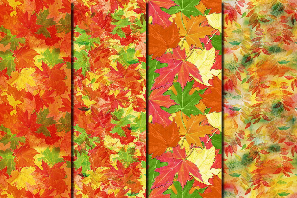 Watercolor Autumn leaves patterns, a Pattern Graphic by DollyPotterson (Photo 3 of 6)