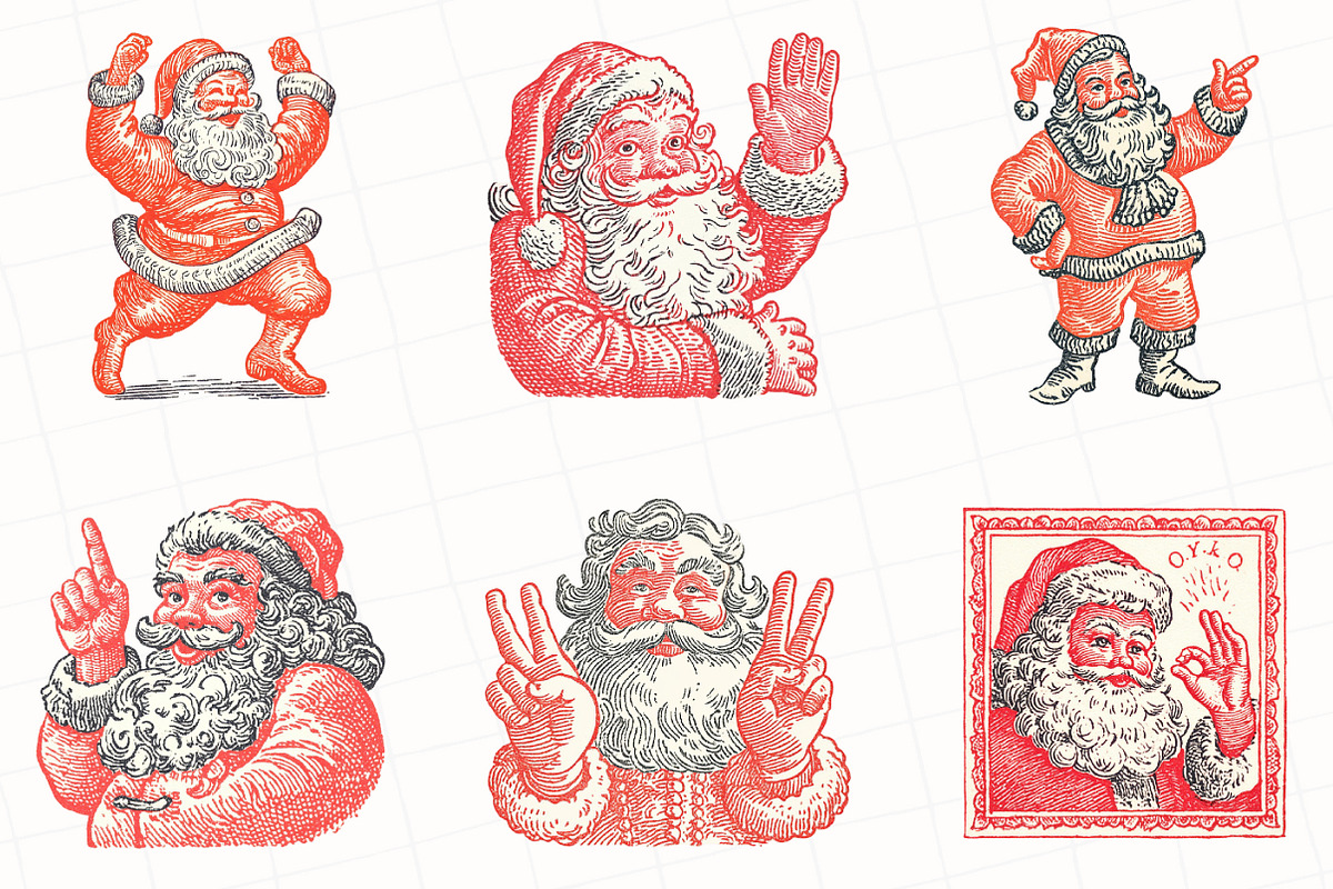Hand-Drawn Santa Christmas Clipart, an Illustration by OK Design (Photo 5 of 5)
