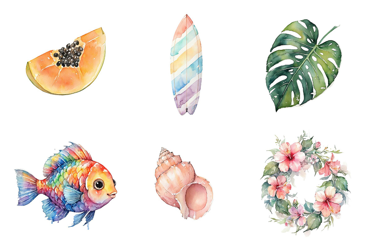 Whimsical Tropical Summer Clipart, an Illustration by DreamPrint404 (Photo 5 of 6)