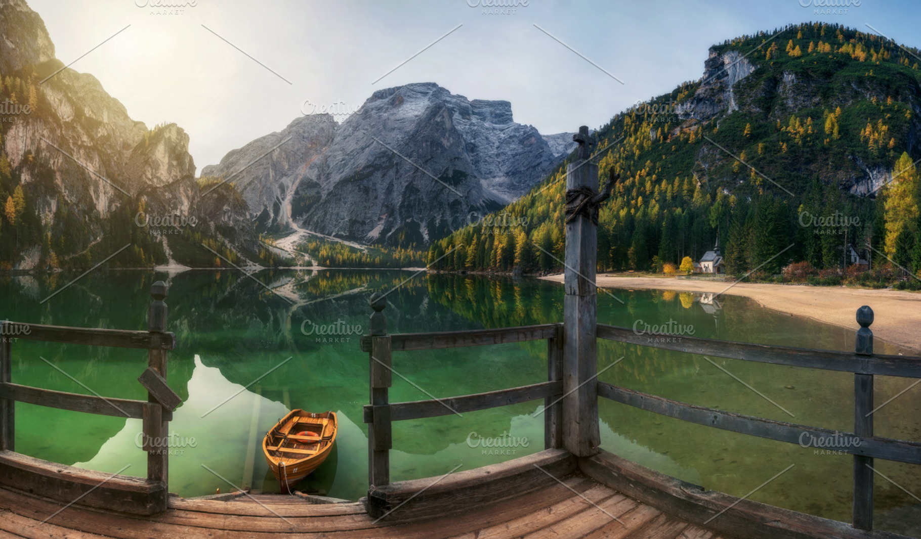 Autumn on the lake braies stock photo containing italian and alpine, a Nature Photo by naumenkophotographer