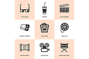 Set of flat cinema and movie icons., an Icon by painterr (Thumbnail 3 of 4)
