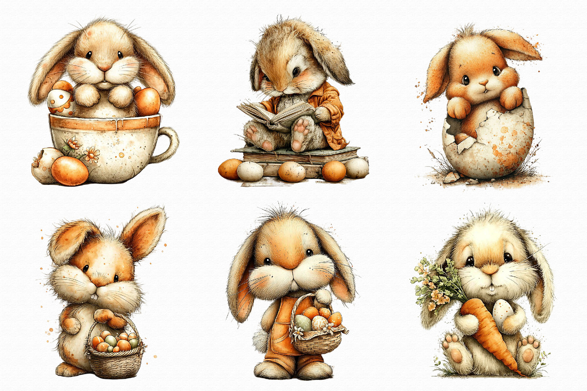 Easter Bunny Whimsical Clipart, an Illustration by Libby Wishes (Photo 2 of 5)