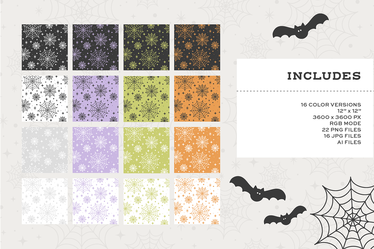 Sparkling Spider Web Seamless Patterns