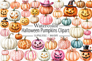 Halloween Pumpkins Clipart, an Illustration by Libby Wishes