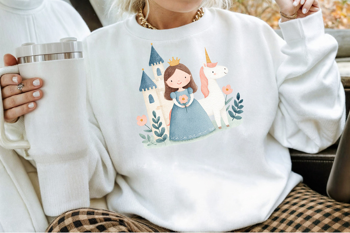 Little Princess and Unicorn Clipart, an Illustration by Sublimation Artist (Photo 4 of 6)