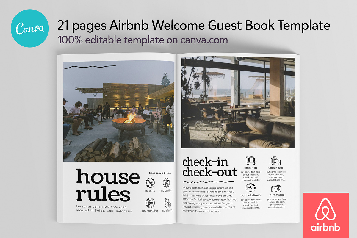 Airbnb Guest Book Canva template, a Templates & Theme by DeLaGranSiete (Photo 11 of 13)
