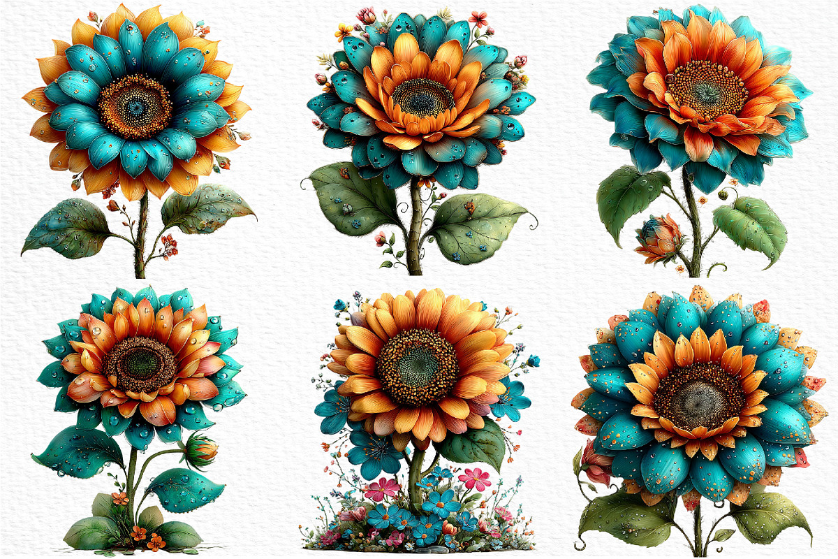 Whimsical Spring Sunflower Clipart, an Illustration by Craft Nest (Photo 3 of 11)