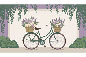 Vintage bicycle with flower baskets, an Illustration by tilialucida