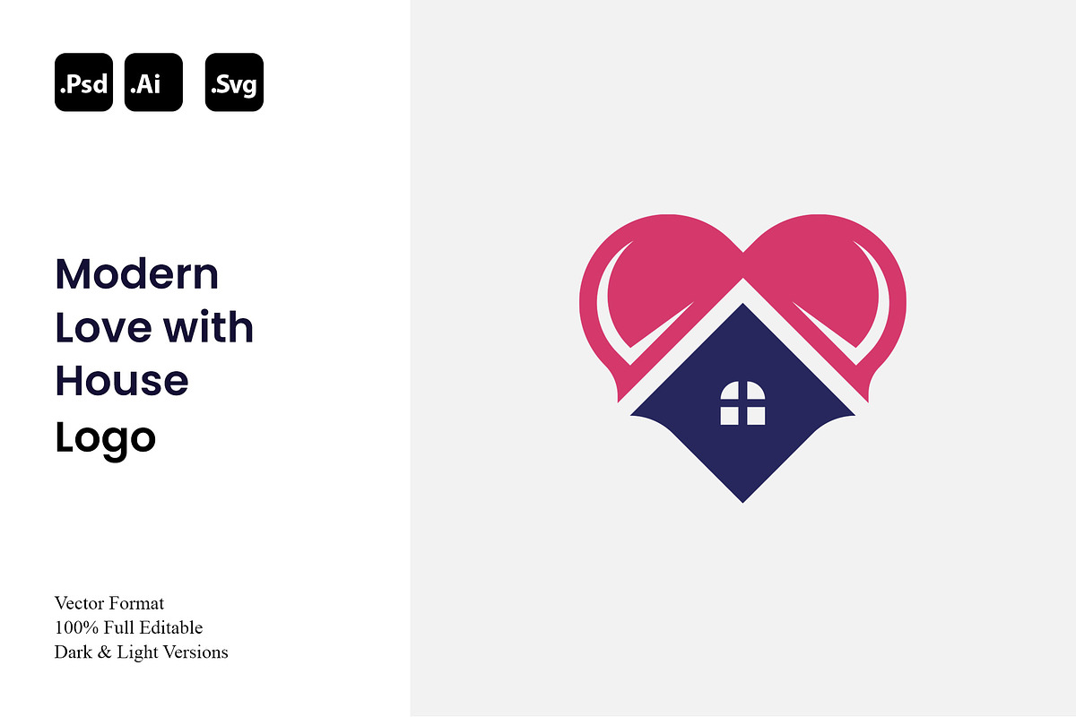 Modern Love with House Logo, a Branding & Logo Template by Luxury Logos (Photo 1 of 4)