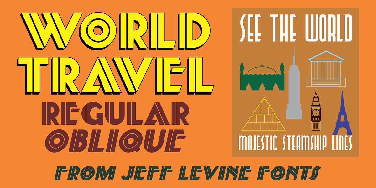 World Travel JNL, a Font by Jeff Levine Fonts (Photo 1 of 5)