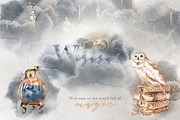 Watercolor Wizard Clipart Set, an Animal Illustration by ArtCreationsDesign (Thumbnail 1 of 12)