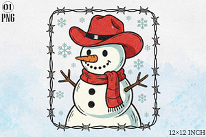 Cowboy Snowman Christmas Glitter Png, an Illustration by Libby Wishes