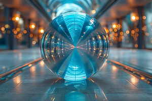 A mesmerizing glass sphere reflecting a beautiful interior with, a Background Photo by ImageMir