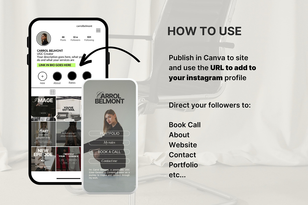 UGC Link in bio instagram canva, a Social Media Template by Studio Suvelle (Photo 4 of 7)