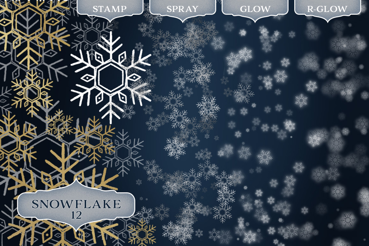 Snowflake Photoshop Brush set, a Brush Add-On by Wonderbox Creative (Photo 13 of 13)