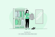 Young Woman Preparing Work Outfit, a Person Illustration by Partikusi Design (Thumbnail 2 of 3)