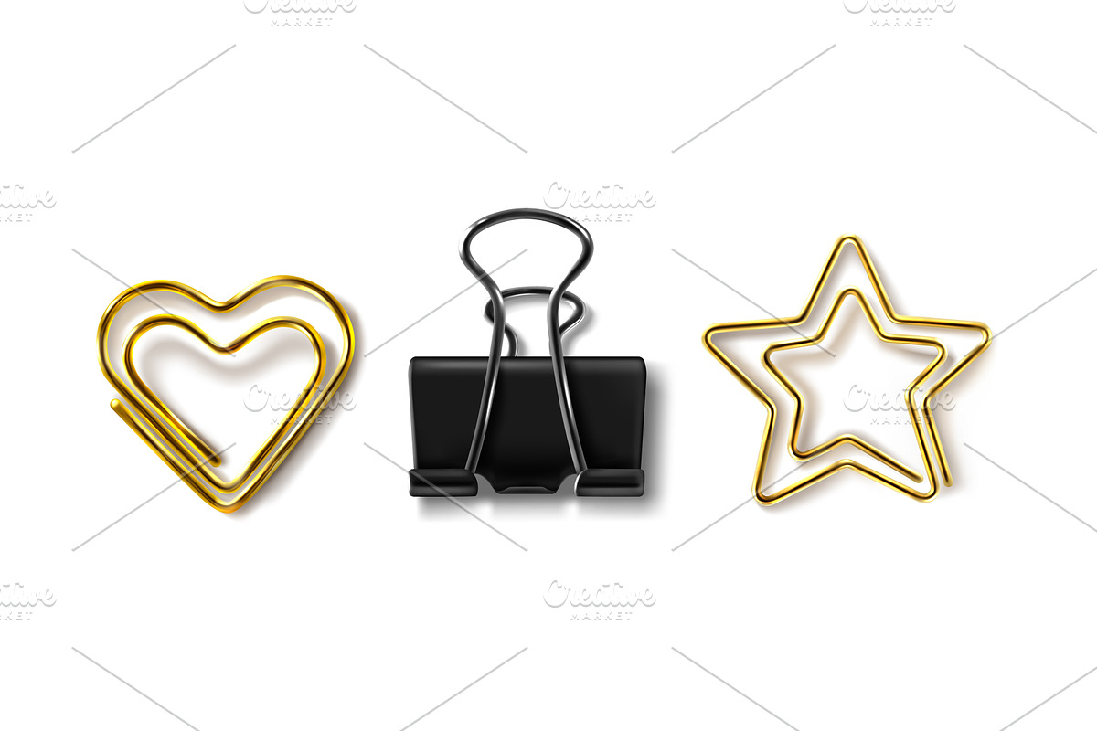 Paper binder, metal star and heart, an Object Illustration by art PVP - market