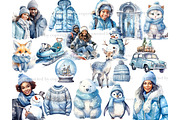 Cold Winter Clipart | Blue Christmas, a Person Illustration by GlamArtZhanna (Thumbnail 2 of 5)