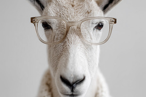 Portrait of a goat wearing glasses, an Animal Photo by MistyDay